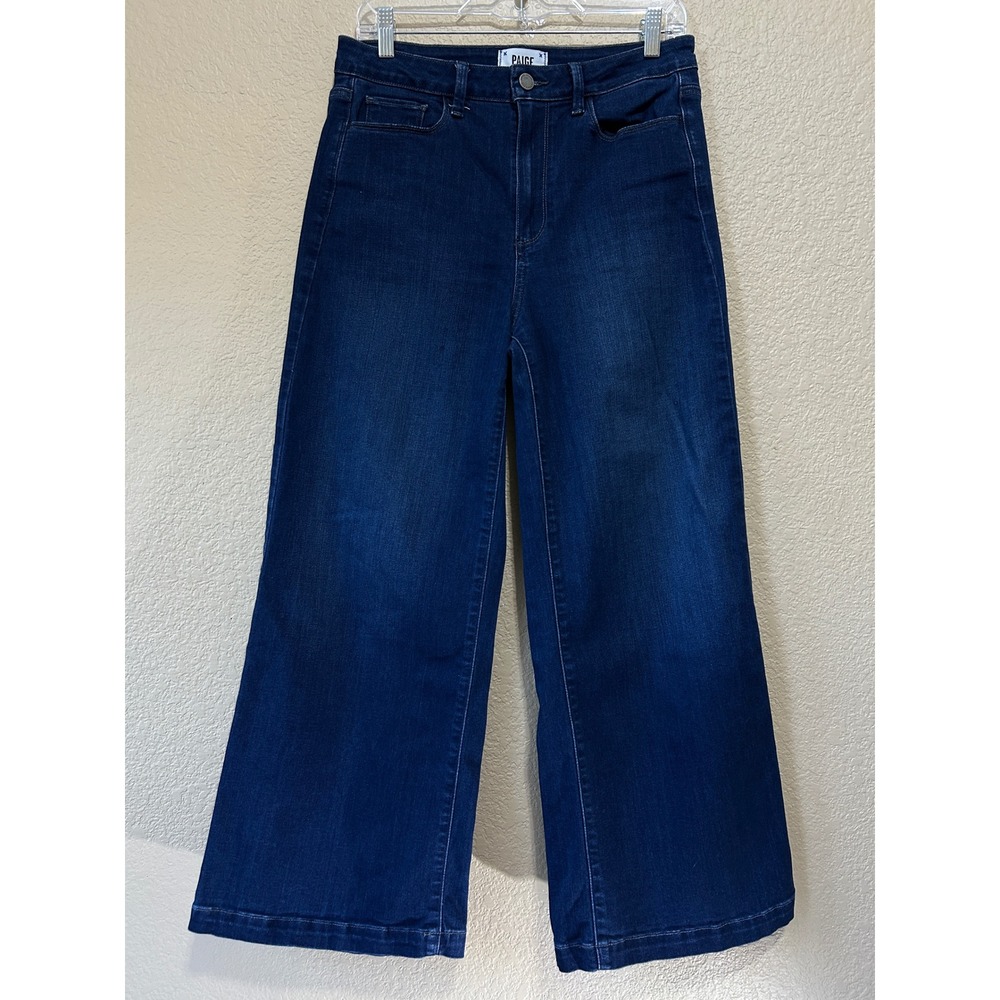 Paige 29 Genesee Crop Jeans Dark Indigo High Rise Wide Leg 8901L22-332